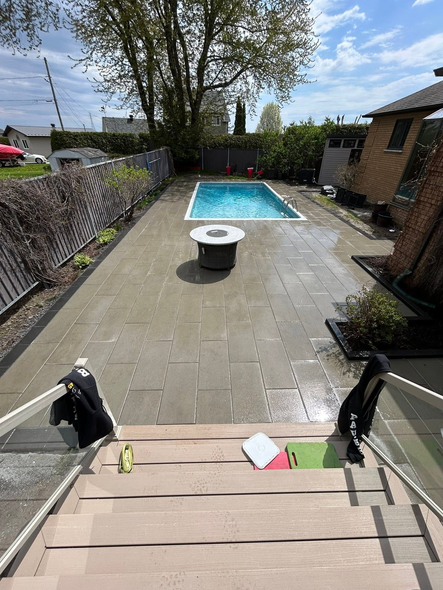 Large-format paver pool patio